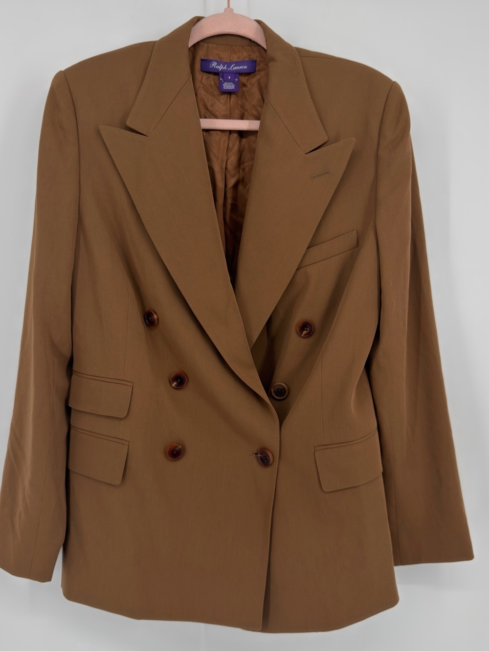 Ralph Lauren Purple Label Camel Wool Double Breasted Blazer 8 - Picture 4 of 15